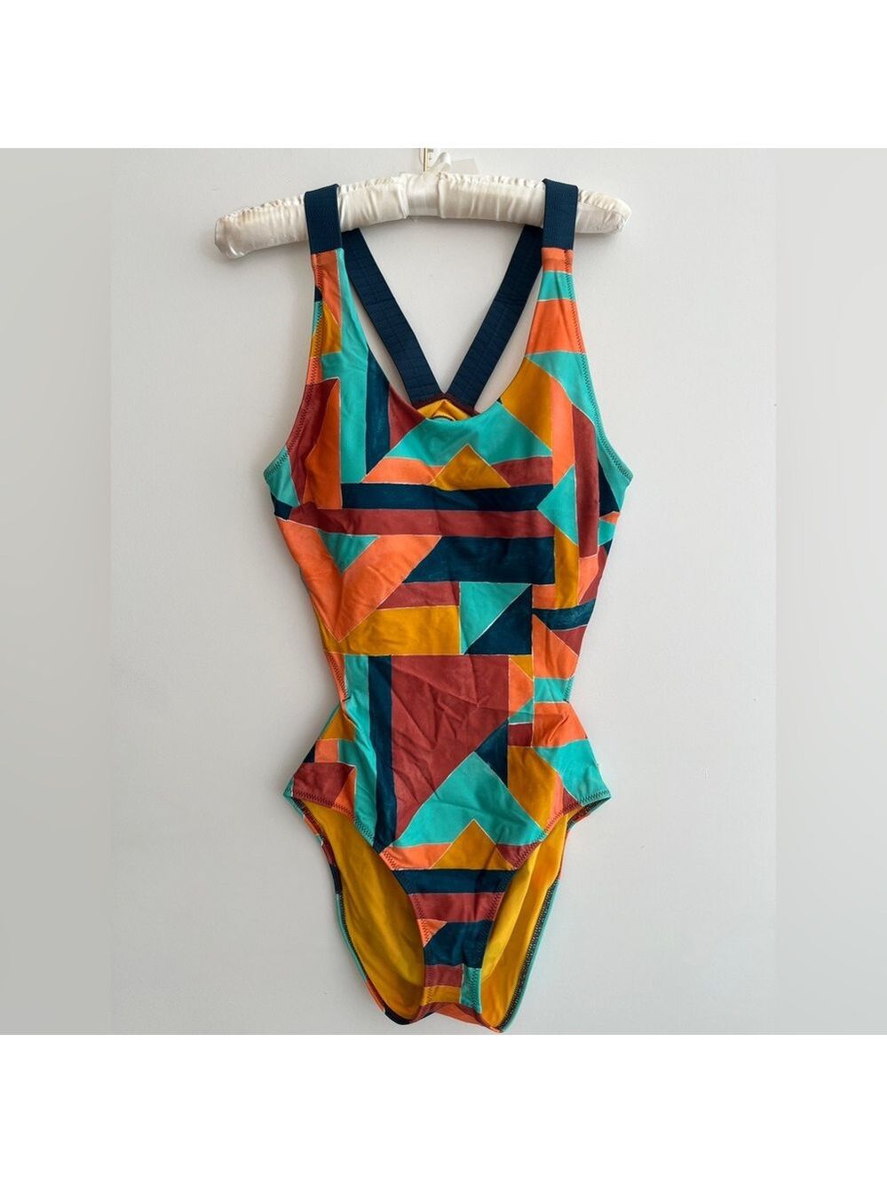 PRANA Neolani One Piece Swimsuit Geometric Pattern Atlantic Seaglass Resortwear